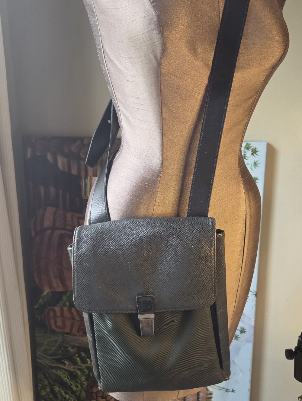 Louis Vuitton Messenger Bag From the 2003 CollectionBlack Taiga Leather